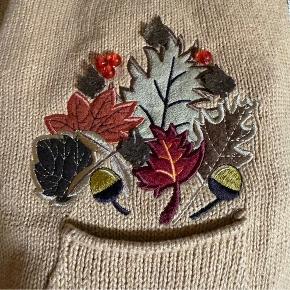 Crystal Kobe‎ Vintage Knit Sweater Vest Womens XXL Autumn Fall Acorn Leaves 90s - Picture 7 of 7